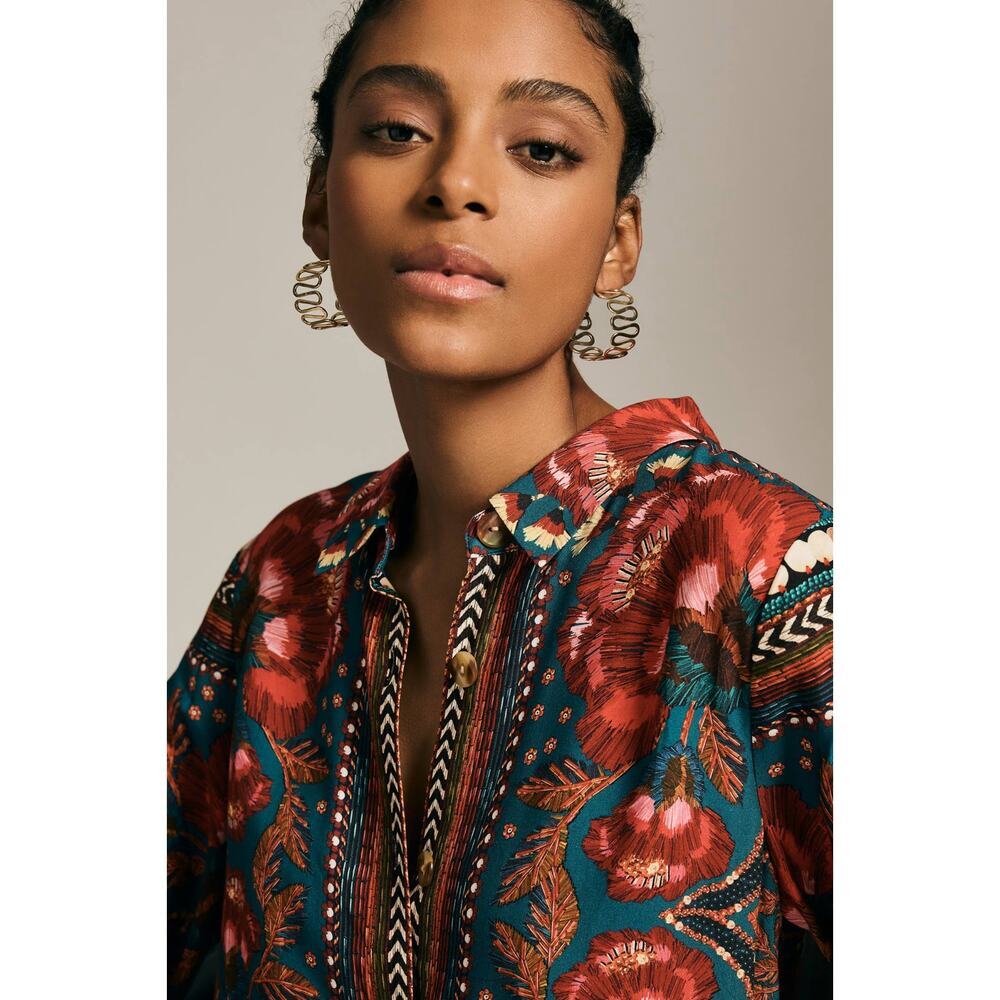 Farm Rio Long-Sleeve Shirt Dress - Picture 3 of 4